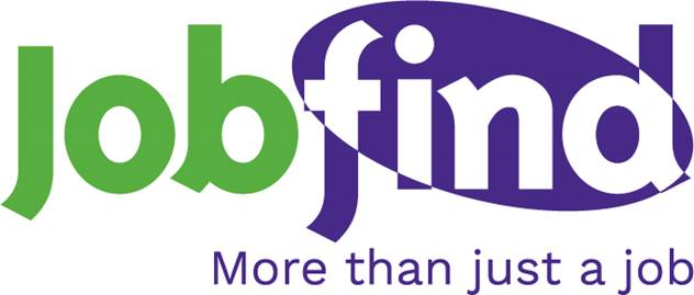 Jobfind logo - image of green,purple and white elements reading Jobfind More than just a job