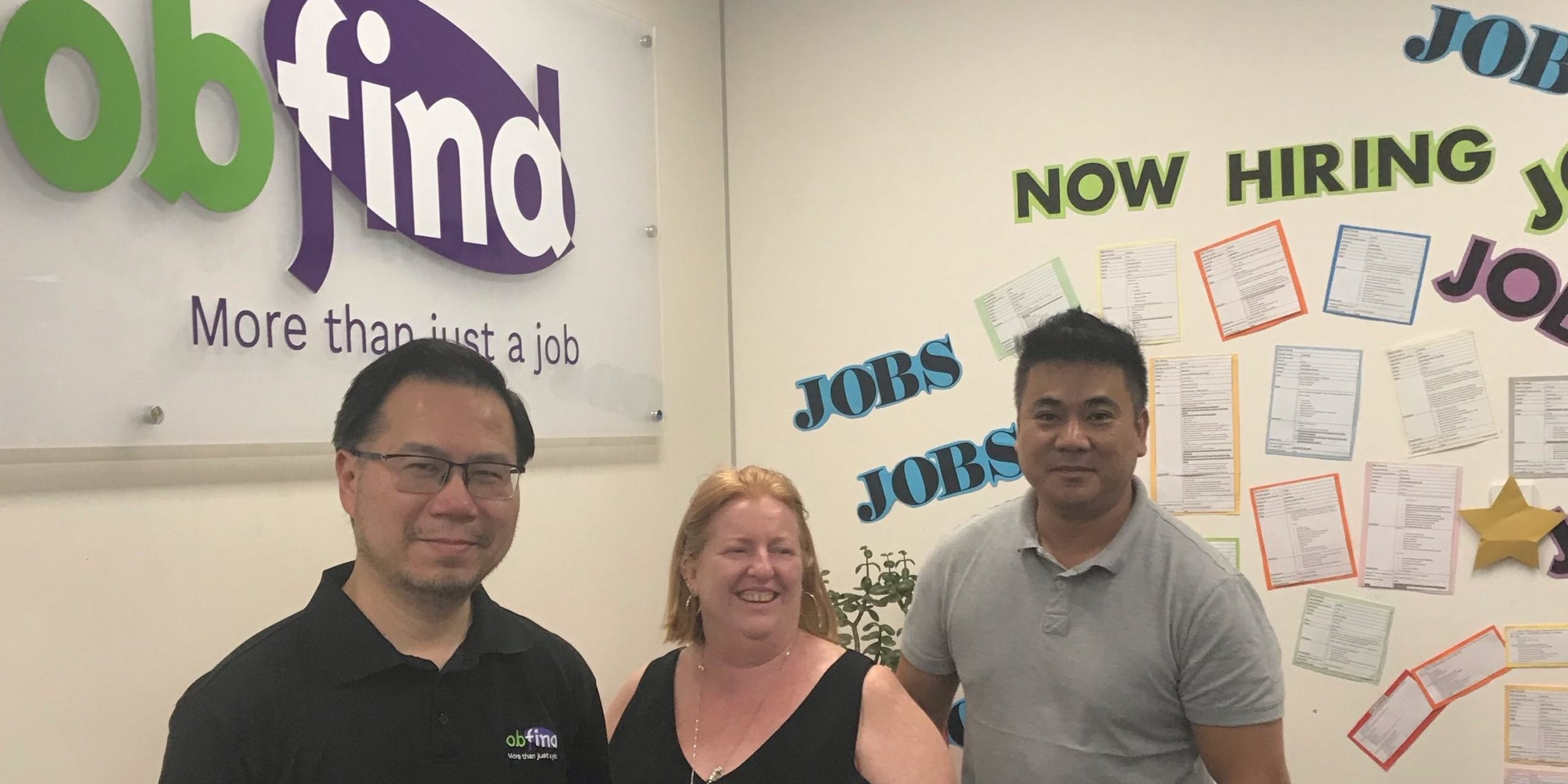 Springvale Jobactive - image of three team members standing in front of Jobfind sign