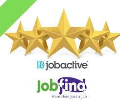 Jobfind 5 stars - image of Jobfind and jobactive logos and five gold stars
